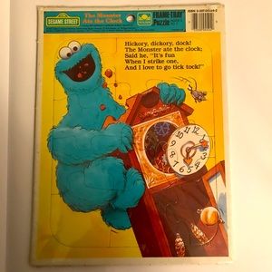 Vintage 1989 Sesame Street Blue Cookie Monster Frame Tray Puzzle New Sealed